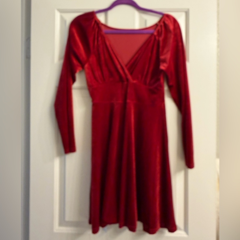 Elegant Red Velvet Dress